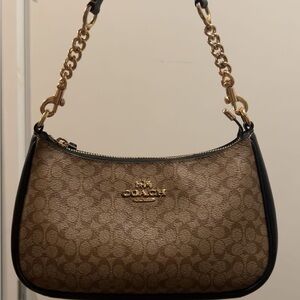 Coach Brown Teri Signature Shoulder Bag